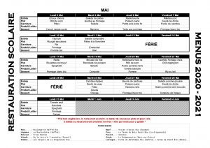 Menus Mai 2021